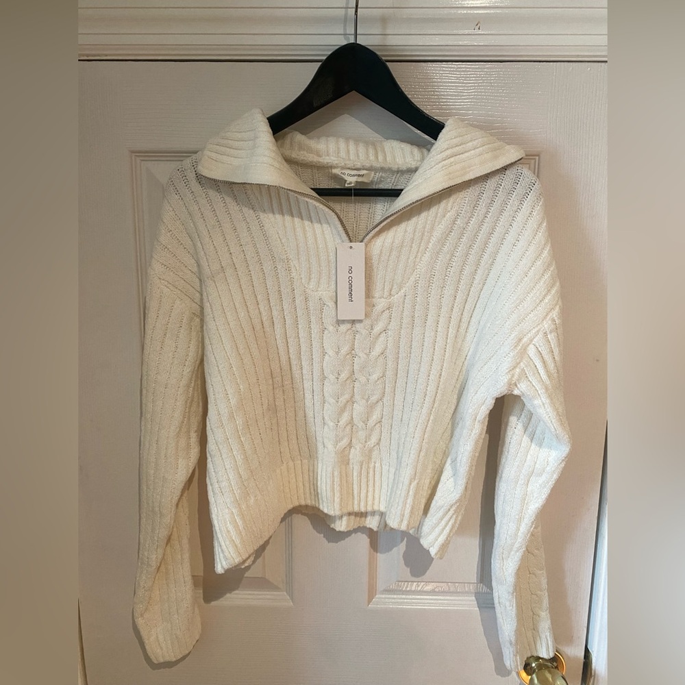 Cozy Cream Cable-Knit Women's Sweater with Sailor Collar